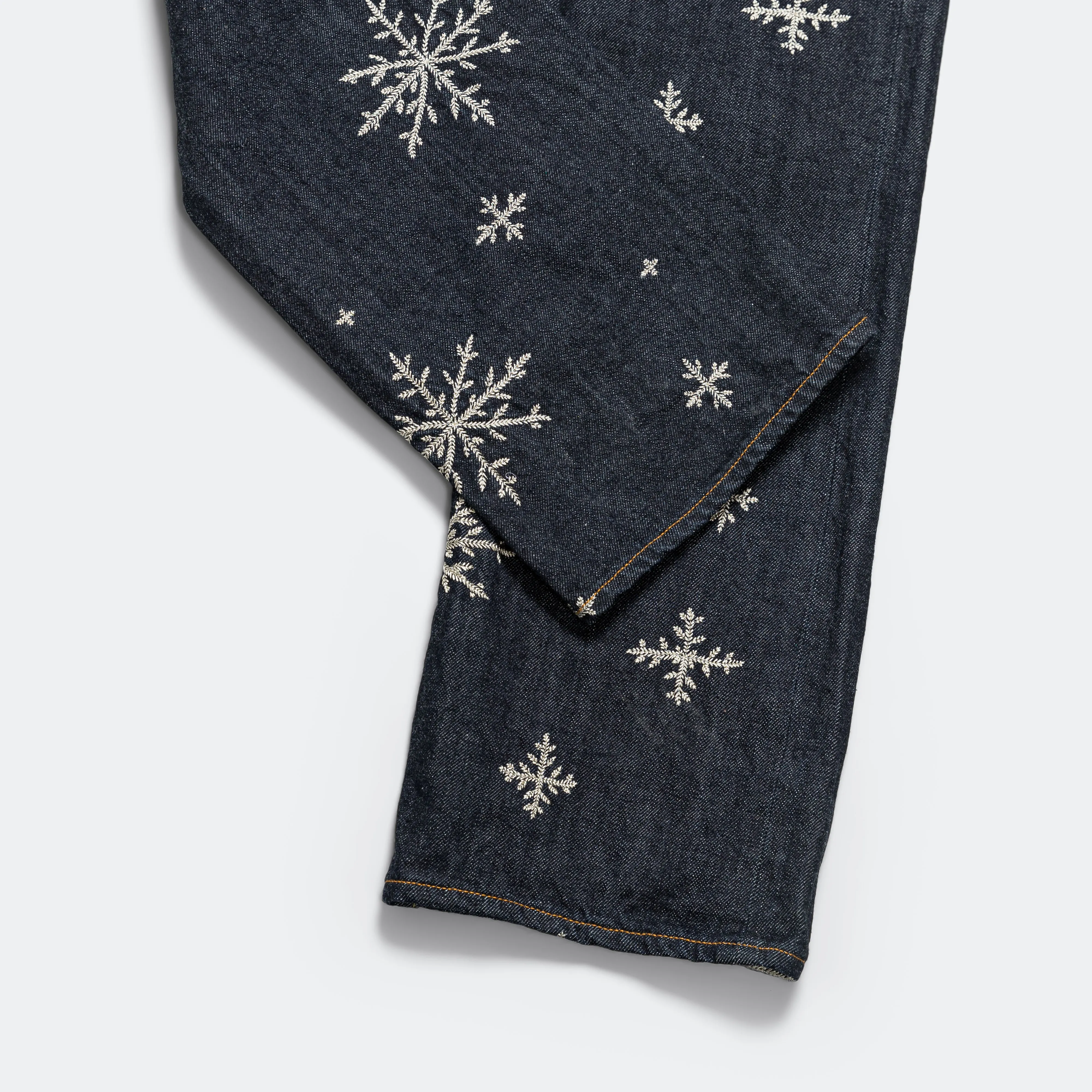 14oz Denim SNOW Embroidery 5P Jeans - Indigo