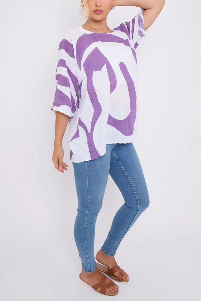 Abstract Print Cotton Top