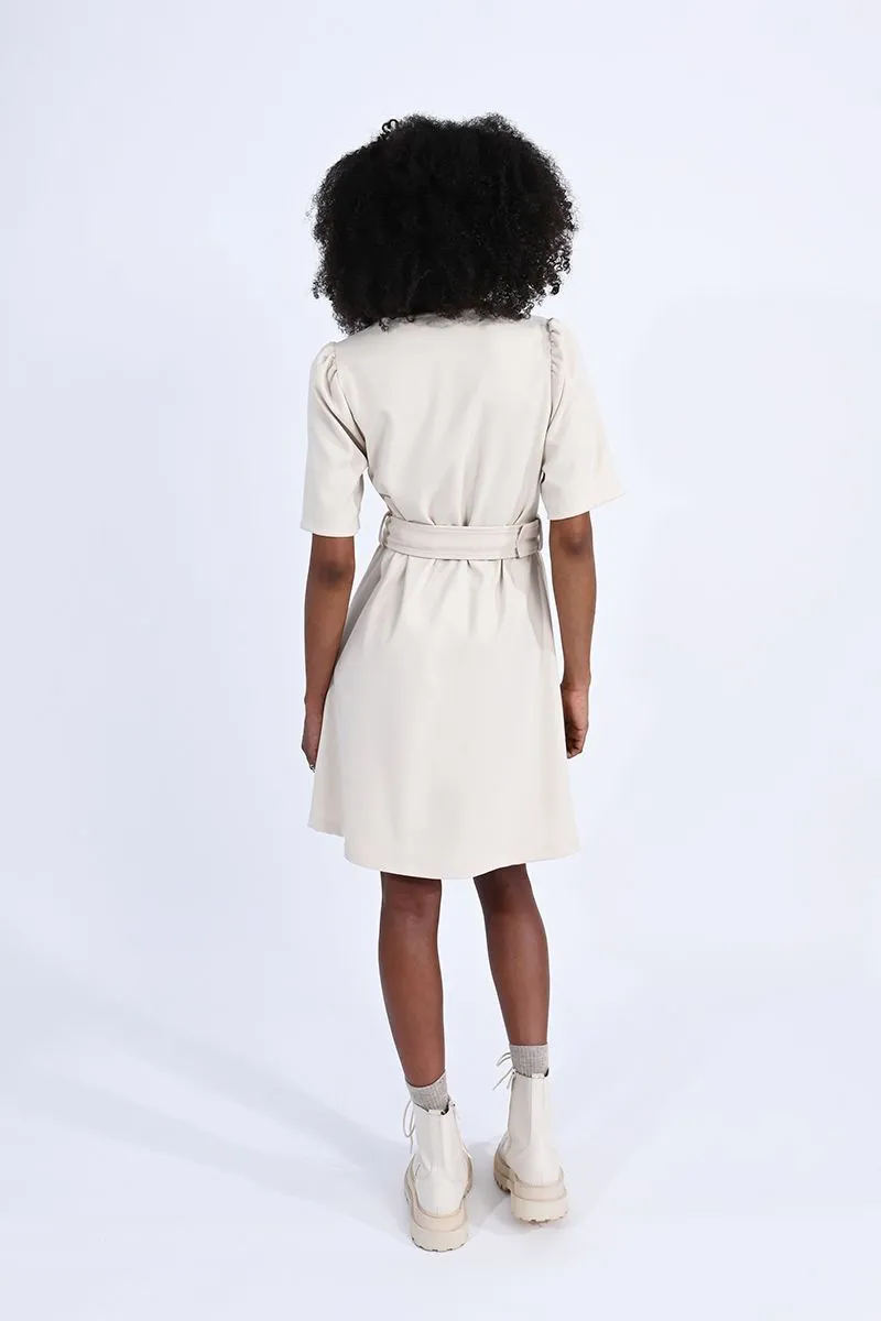 Alyssa Woven Dress in Beige