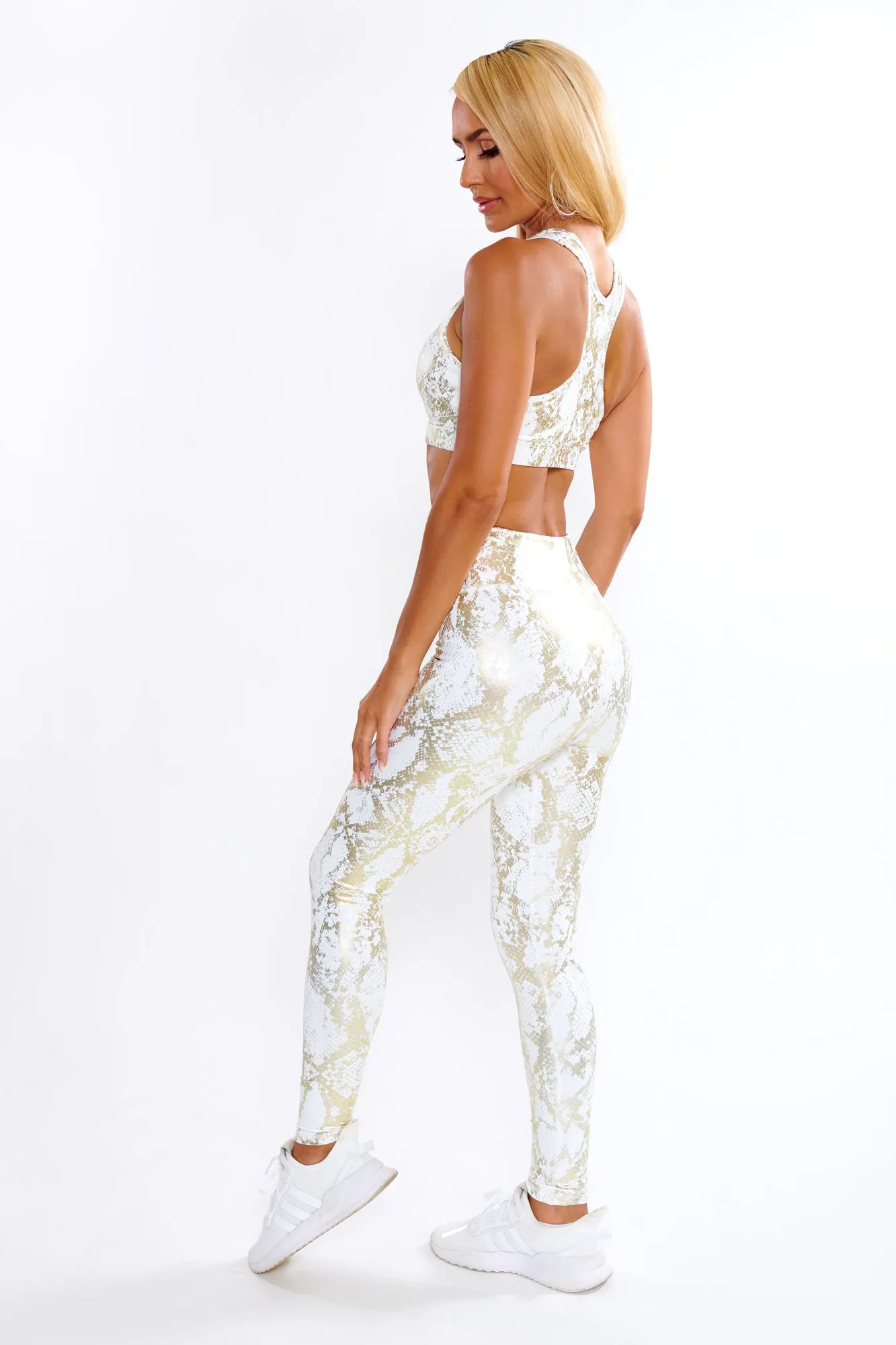 Ariel Snakeskin Fitness Leggings - White