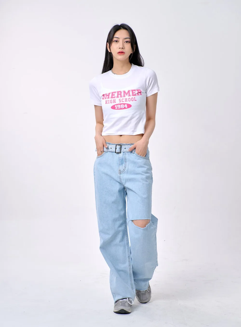 Baggy Jeans With Belt BA325