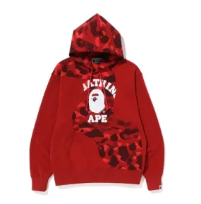 BAPE COLLEGE CUTTING RELAXED FIT HOODIE CAMO RED