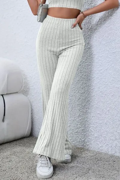 Basic Bae Ribbed High Waist Flare Pants