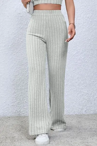 Basic Bae Ribbed High Waist Flare Pants