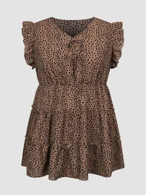 Brown Printed Sleeveless Dress