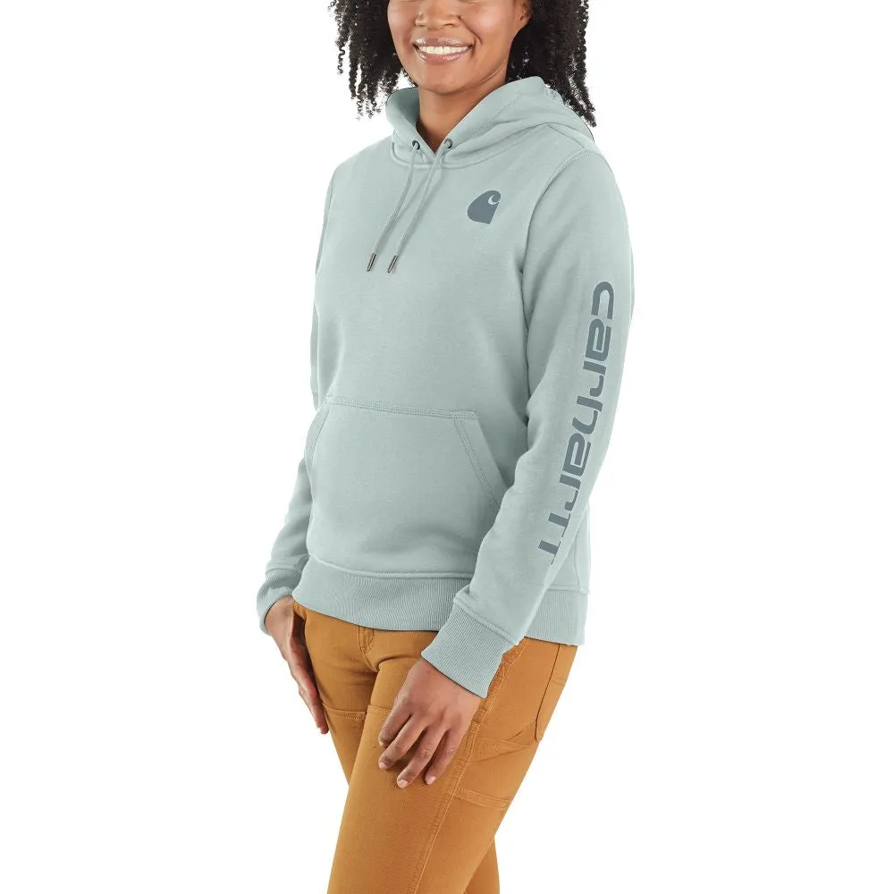 'Carhartt' Women's Clarksburg Sleeve Logo Hoodie - Dew Drop