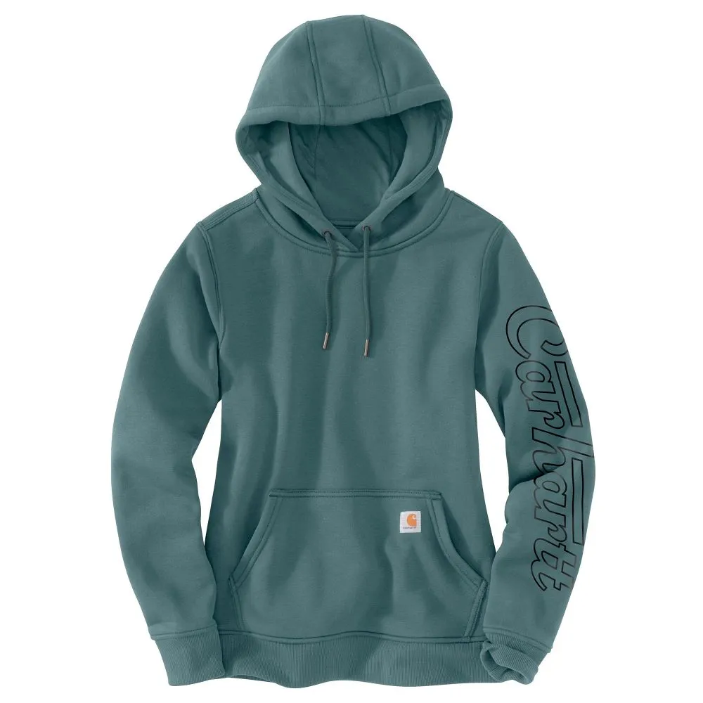 'Carhartt' Women's Rain Defender Midweight Graphic Hoodie - Sea Pine