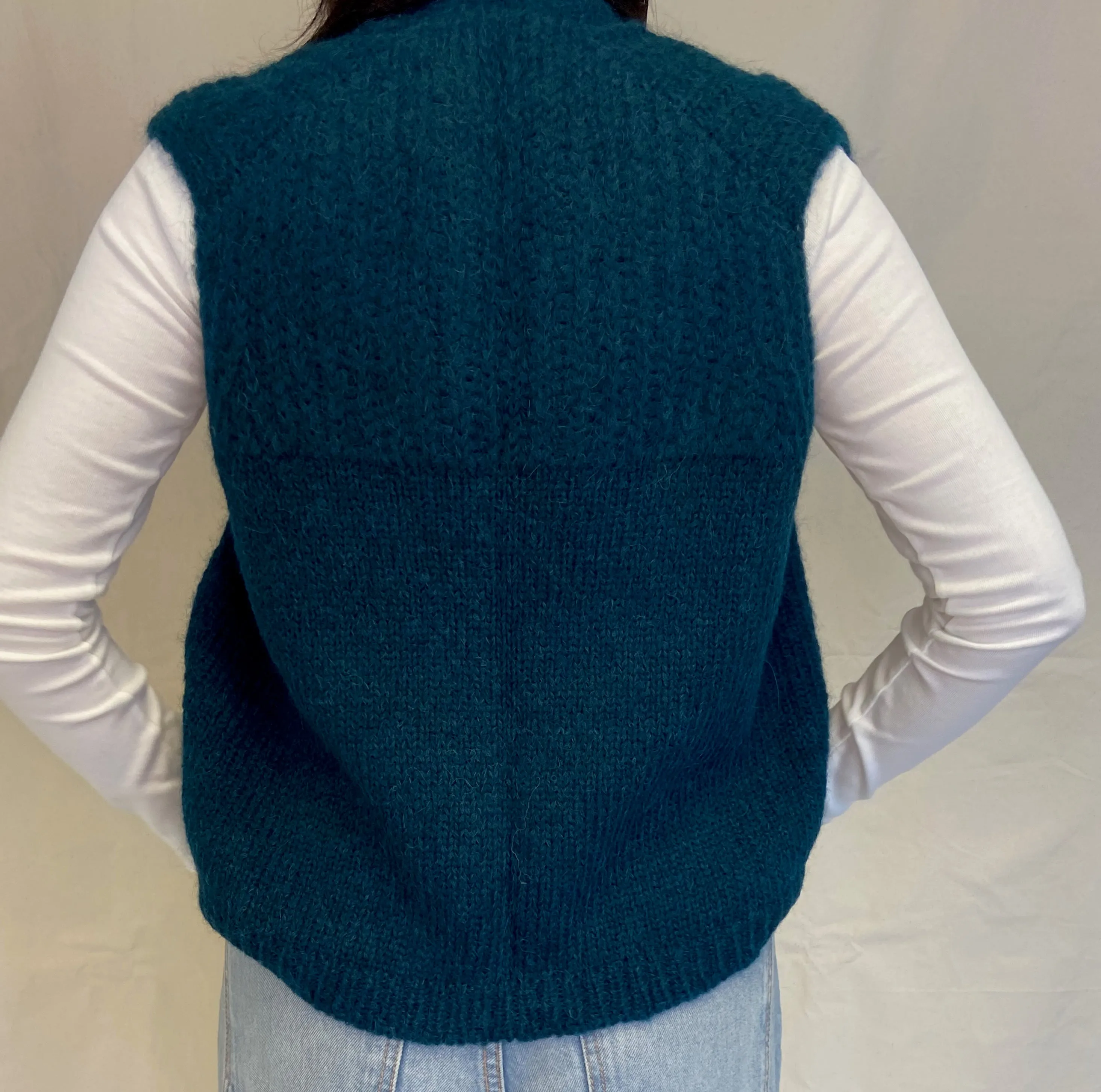 Carla sleeveless wool vest with open front