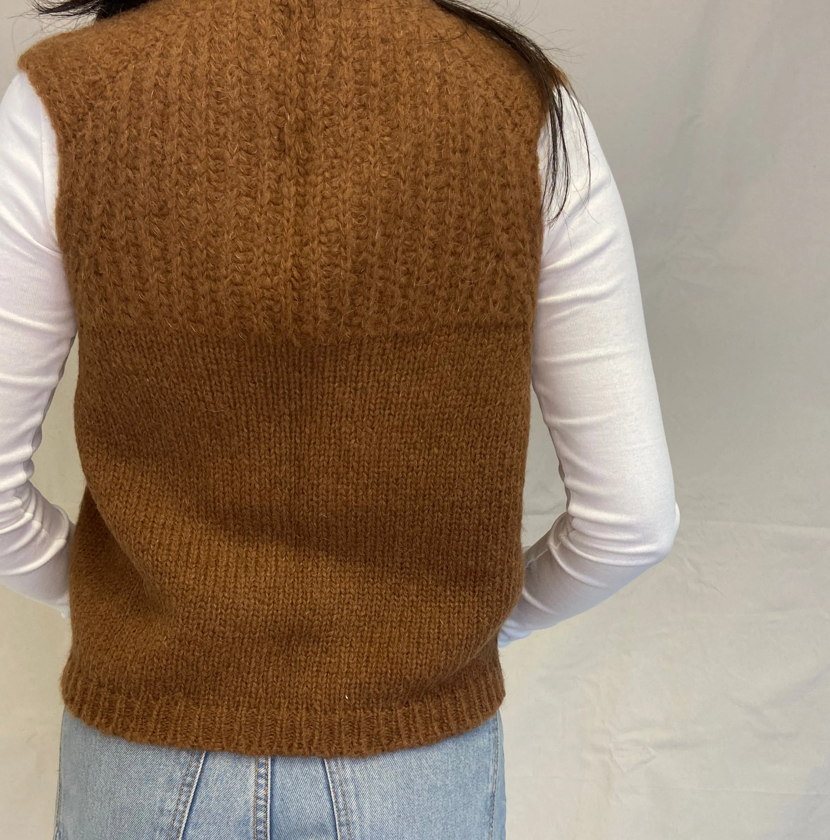 Carla sleeveless wool vest with open front