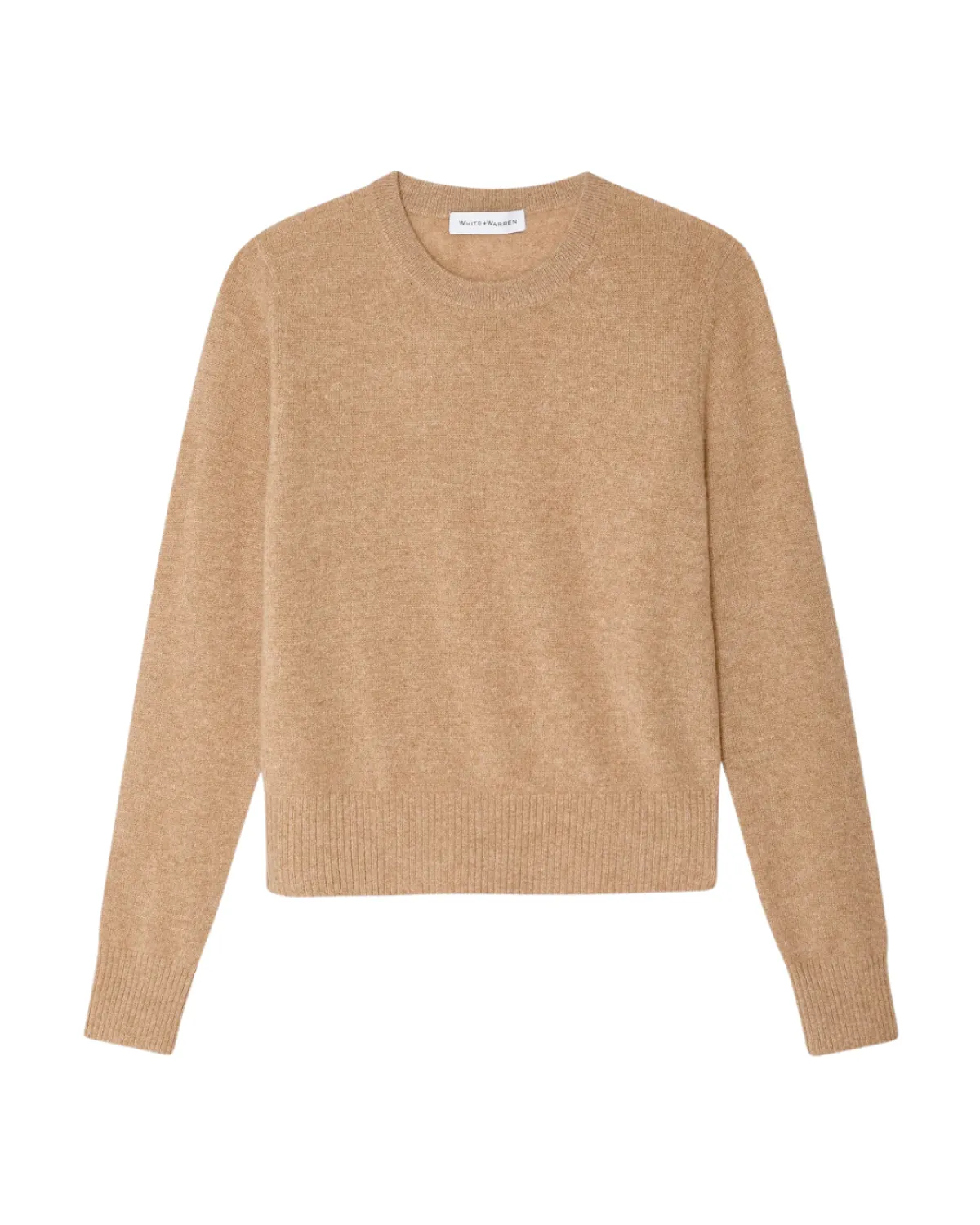 Cashmere Shrunken Crewneck Sweater (Camel Heather)