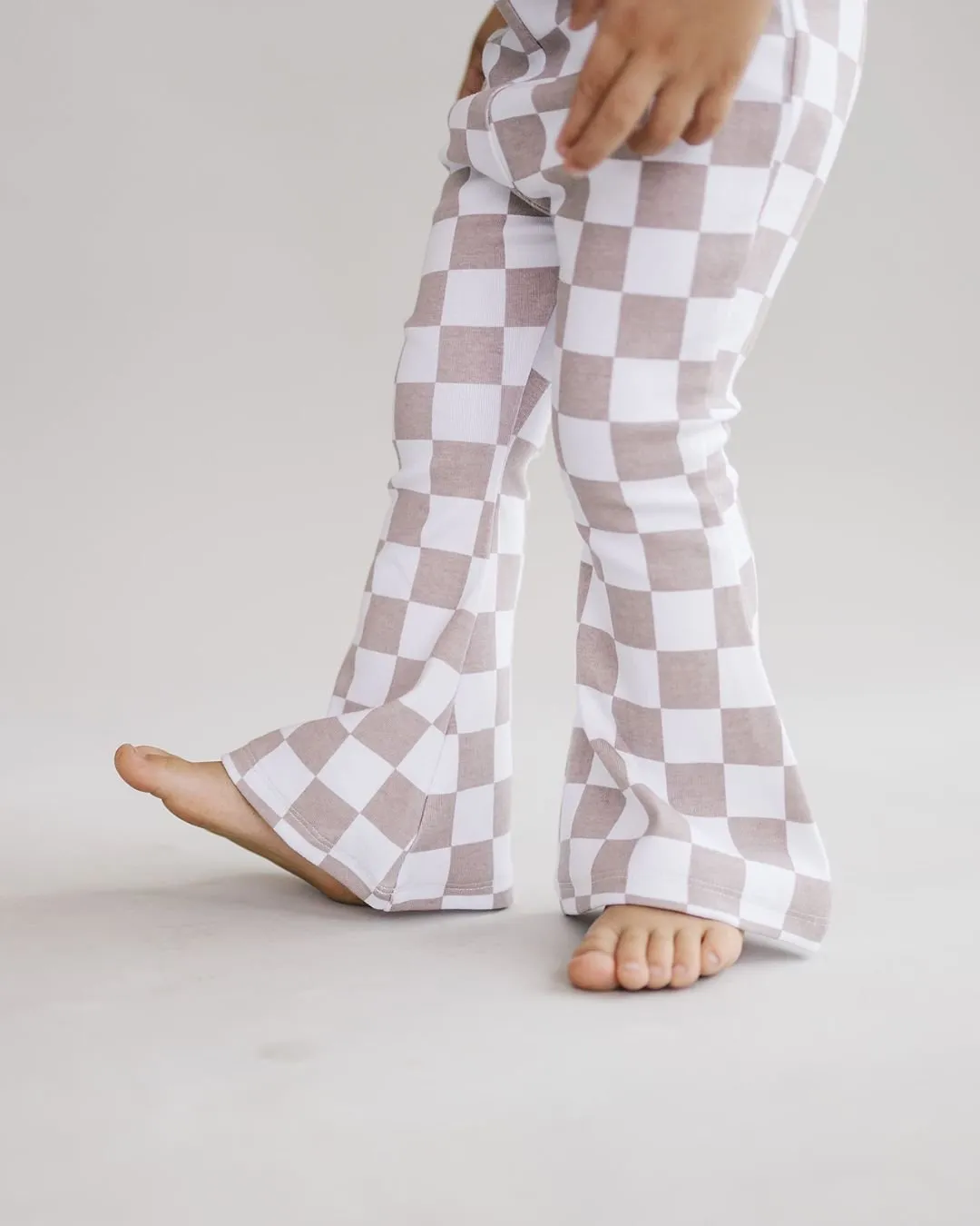 Checkered Flare Pants | Latte