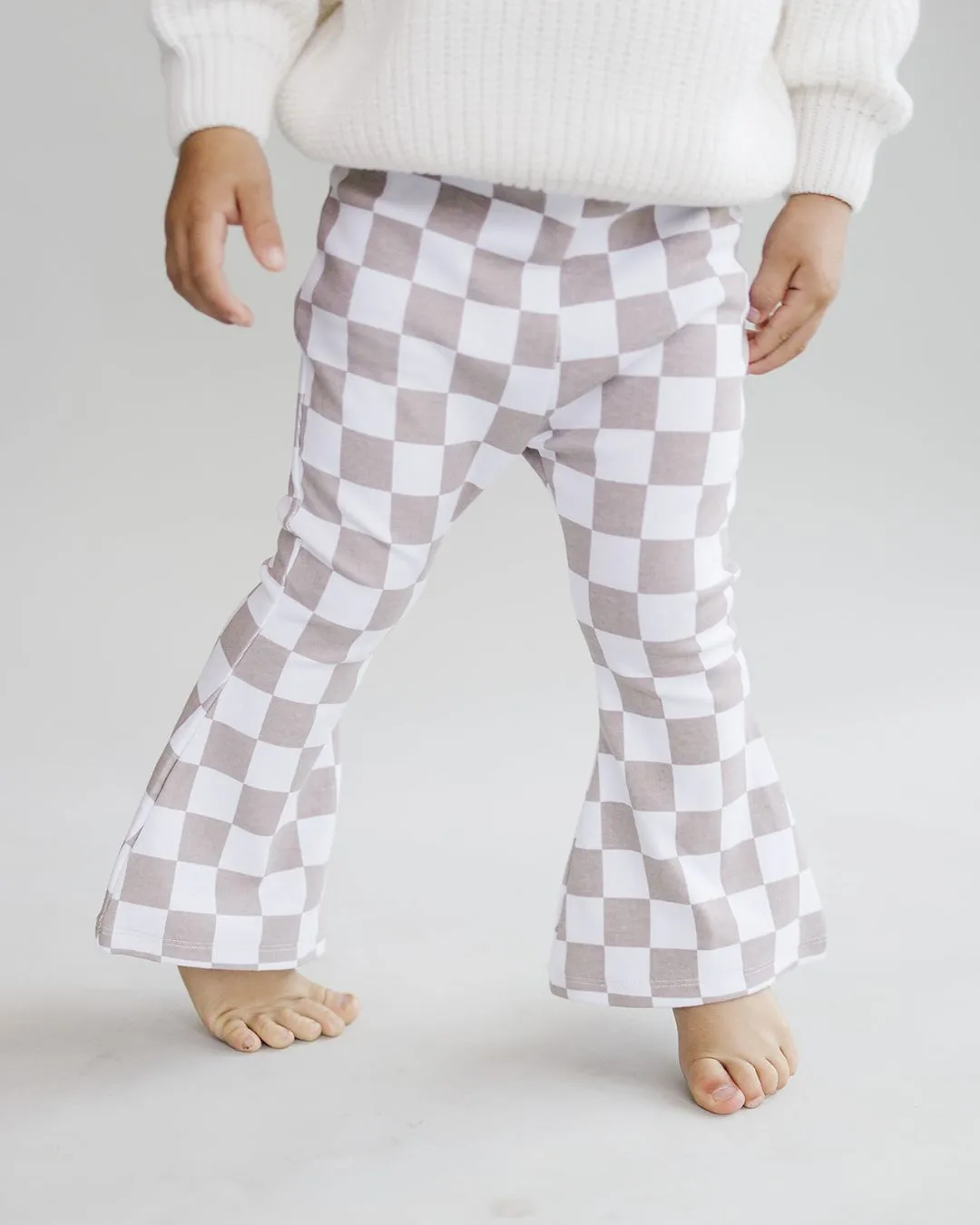 Checkered Flare Pants | Latte