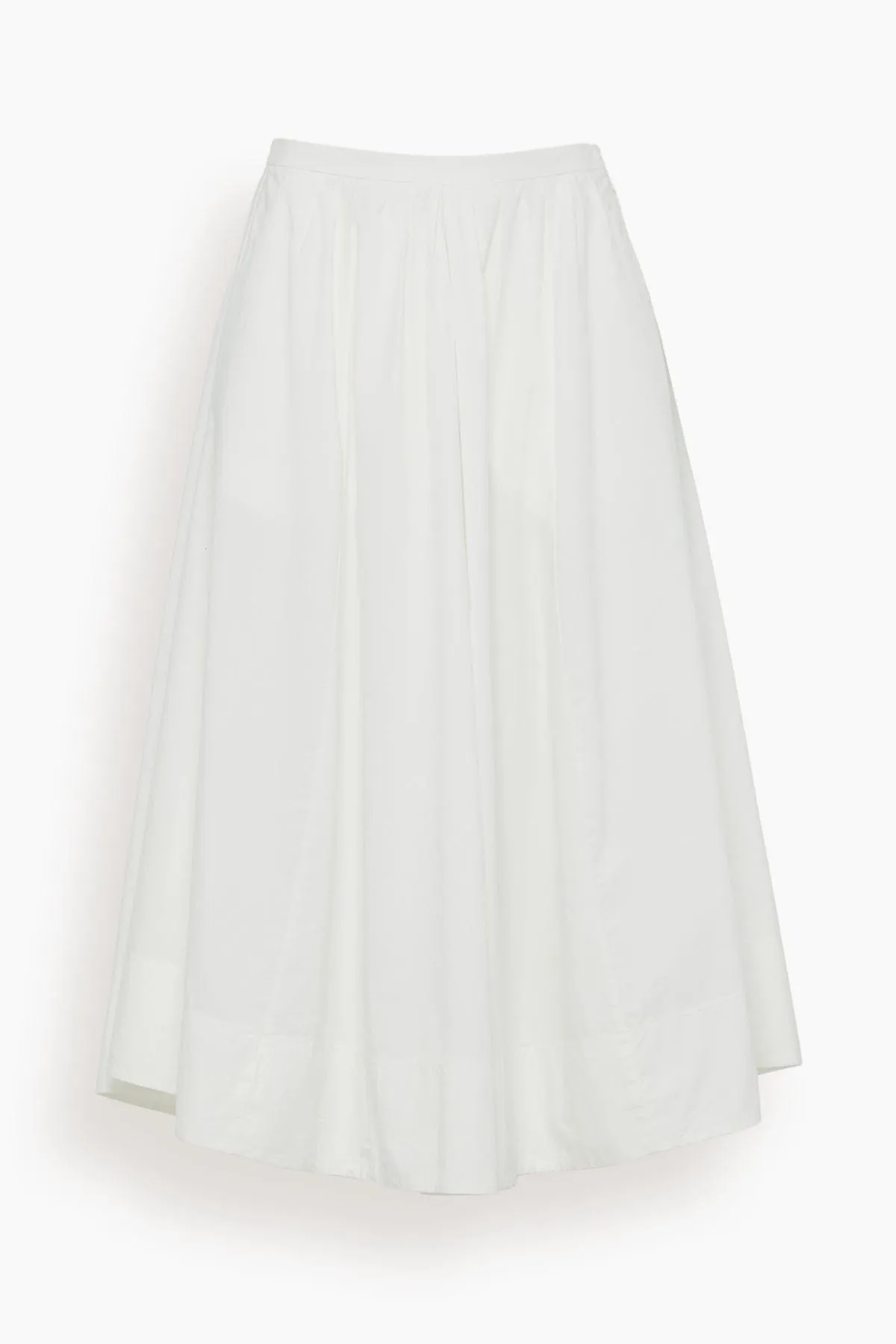 Cotton Poplin Elasticated Skirt in White