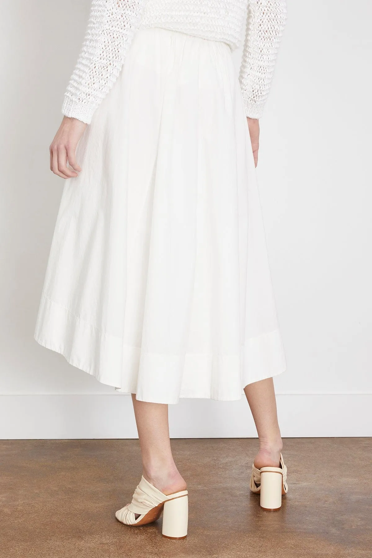 Cotton Poplin Elasticated Skirt in White