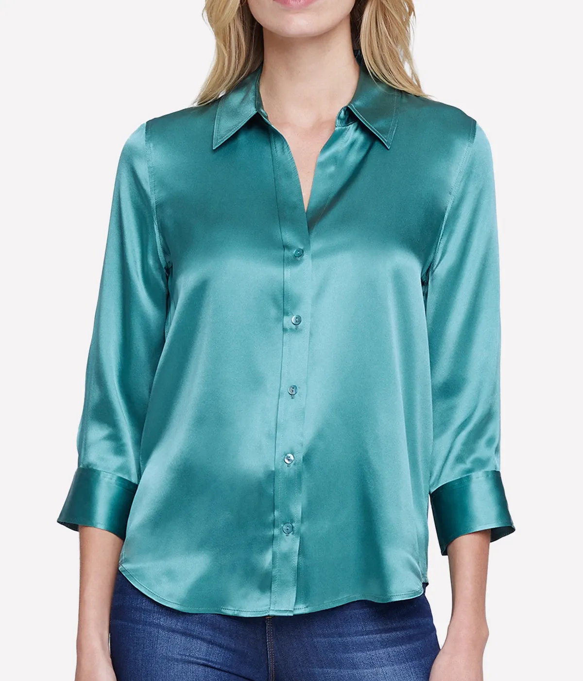 Dani 3/4 Sleeve Blouse in Green Jasper