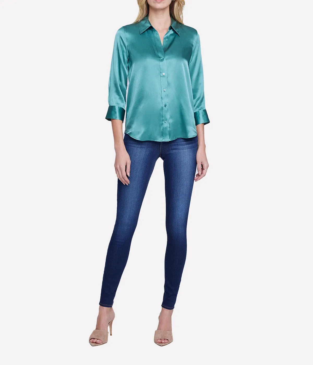 Dani 3/4 Sleeve Blouse in Green Jasper