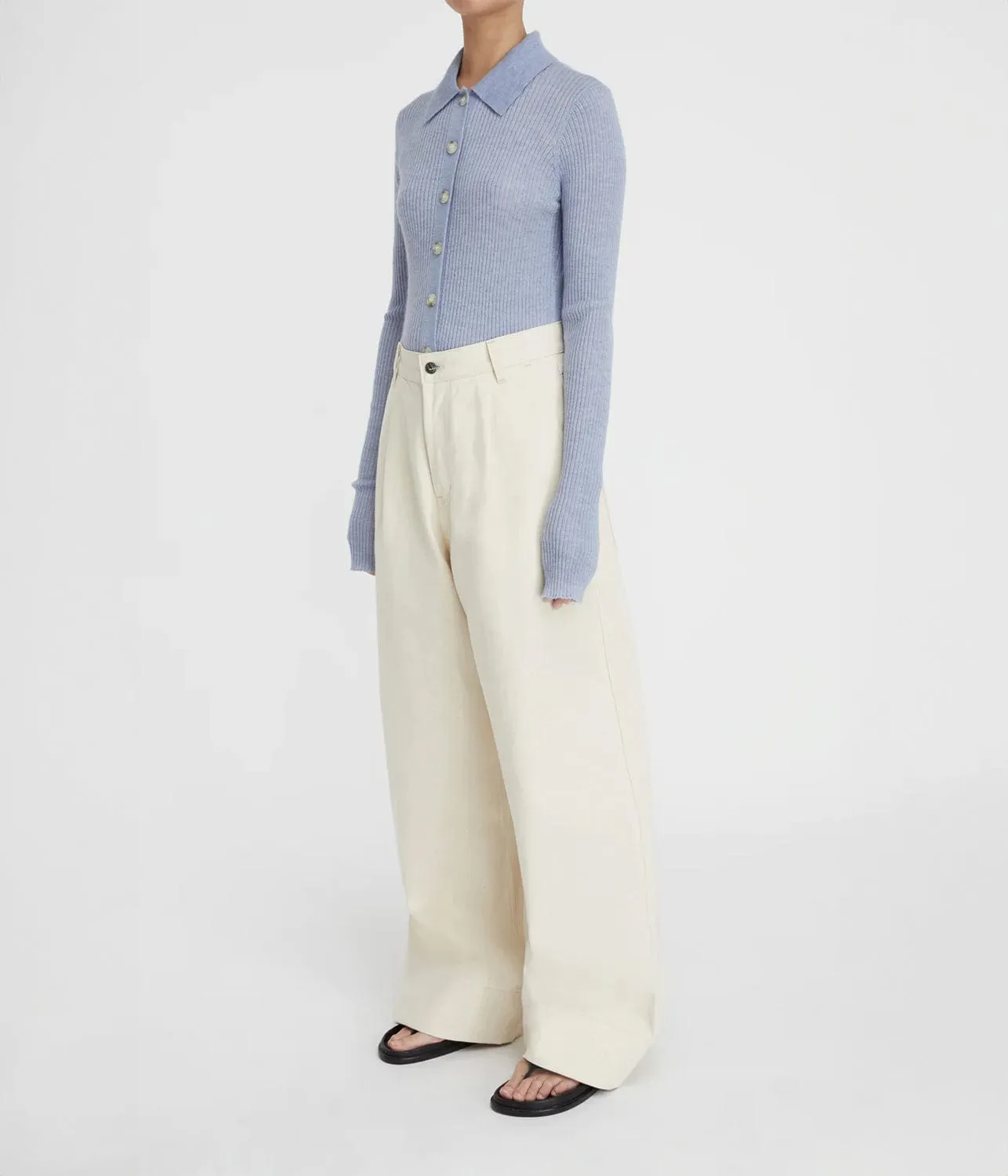 DENIM PLEAT PANT- OAT