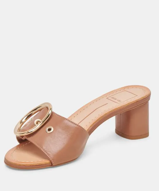 Dolce Vita Laika Block Heel Buckle Slides - Cider Leather