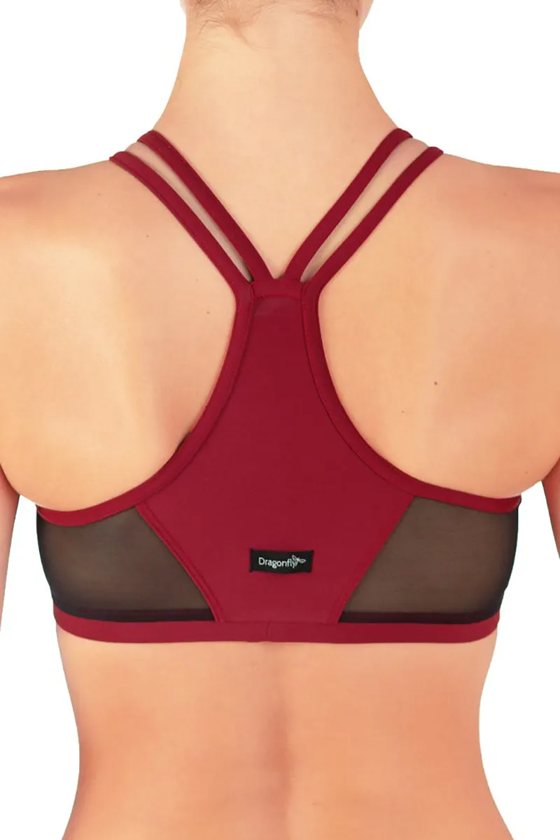 Dragonfly Victoria Sports Bra - Burgundy Mesh