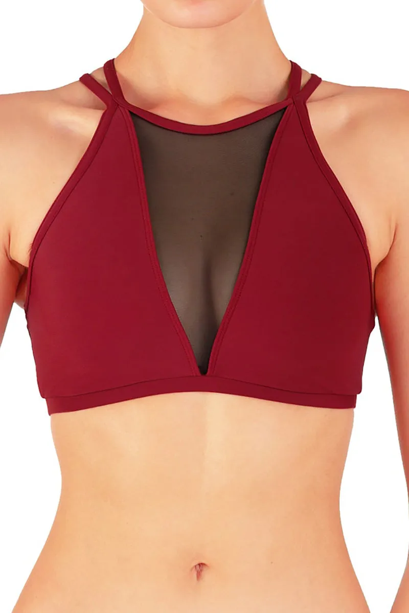 Dragonfly Victoria Sports Bra - Burgundy Mesh