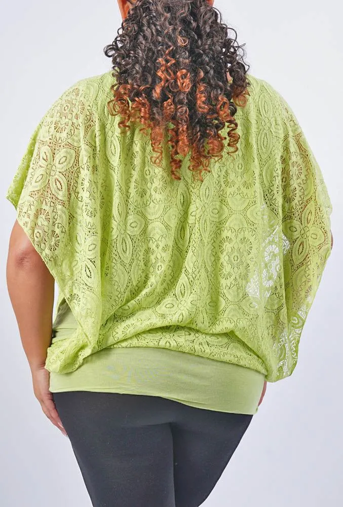 Floral Lace Pattern Kaftan Top