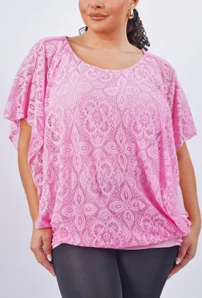 Floral Lace Pattern Kaftan Top