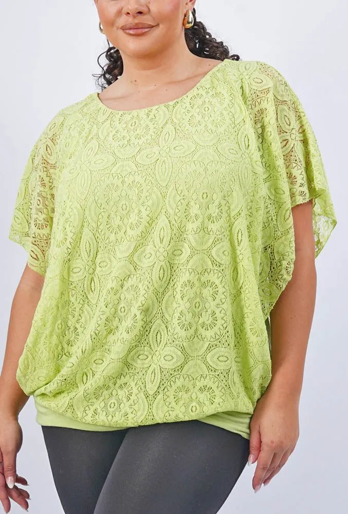 Floral Lace Pattern Kaftan Top