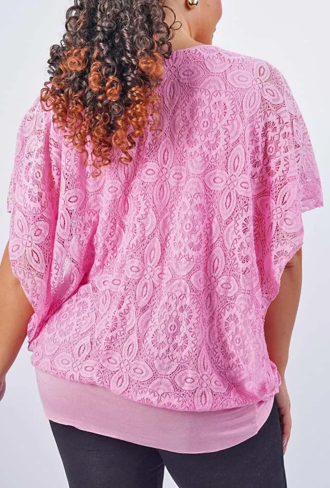 Floral Lace Pattern Kaftan Top