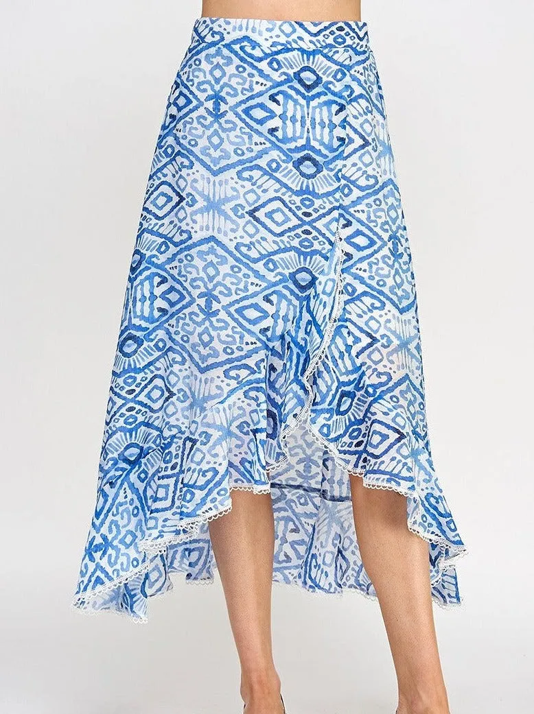 Geometry Ruffle Midi Skirt