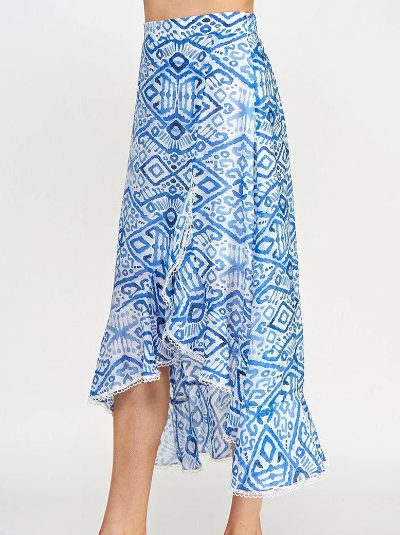 Geometry Ruffle Midi Skirt