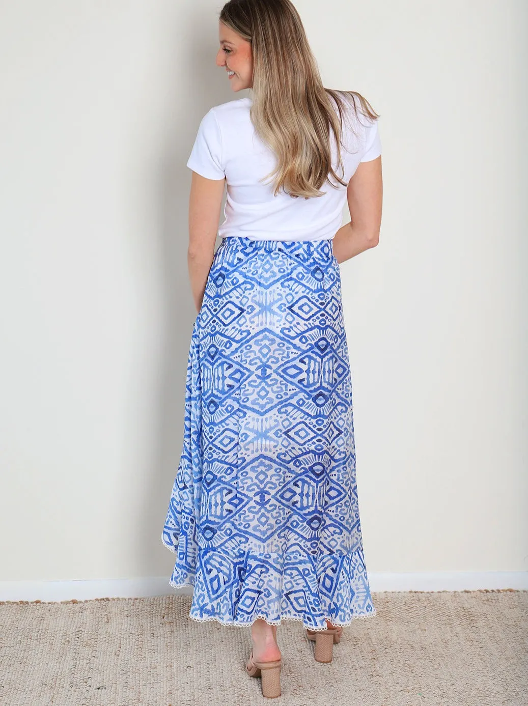 Geometry Ruffle Midi Skirt