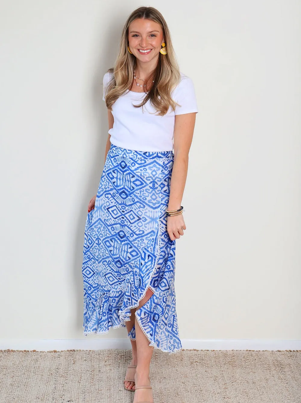 Geometry Ruffle Midi Skirt