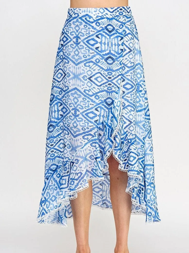 Geometry Ruffle Midi Skirt