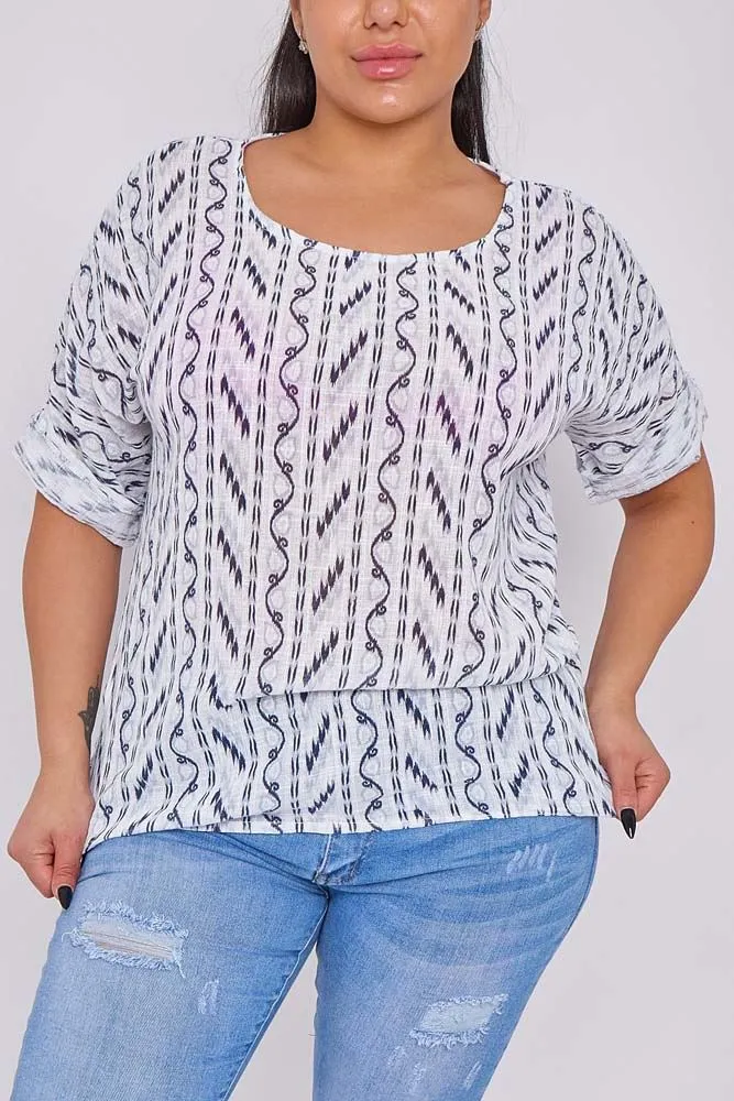 Graphic Print Cotton Top