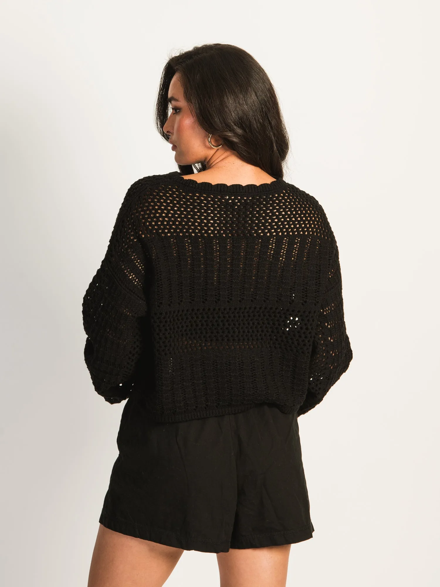 HARLOW LAYLA LONG SLEEVE CROCHET - BLACK