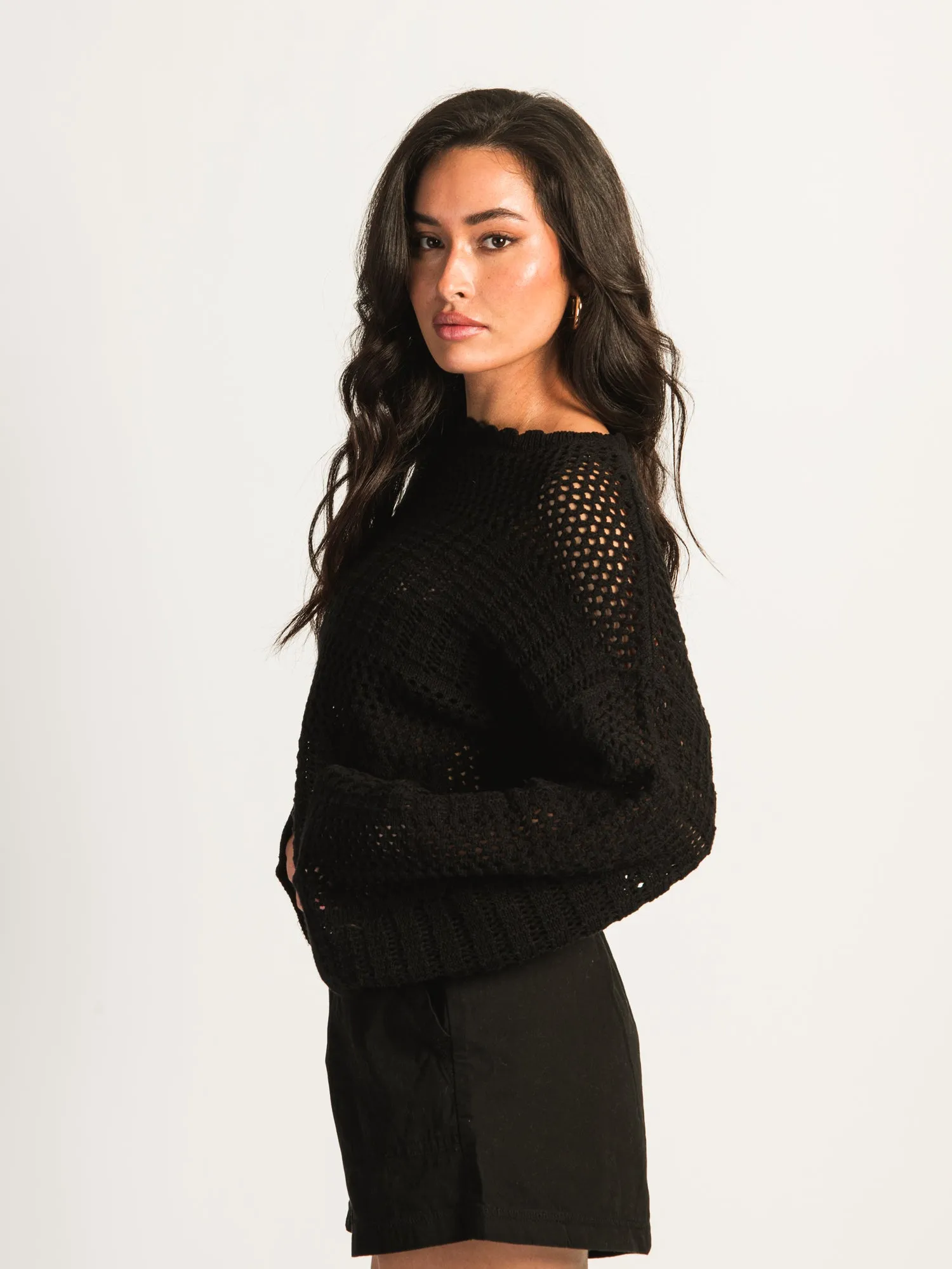 HARLOW LAYLA LONG SLEEVE CROCHET - BLACK