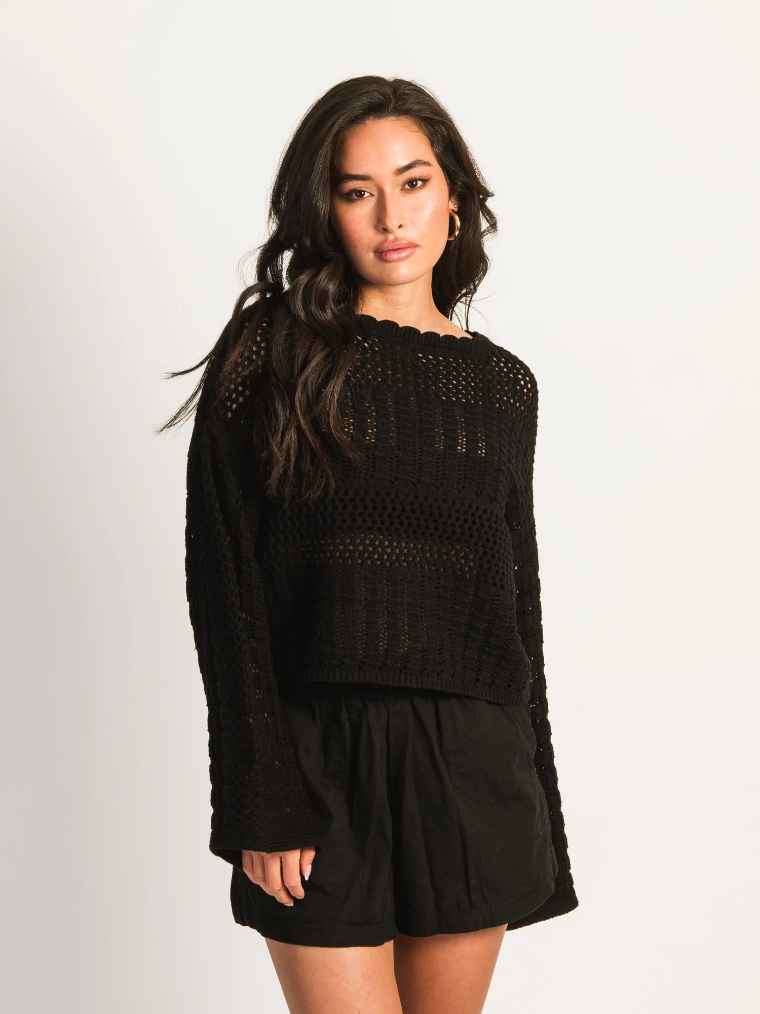 HARLOW LAYLA LONG SLEEVE CROCHET - BLACK