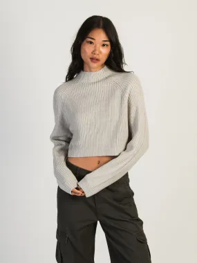 HARLOW SADIE MOCKNECK SWEATER - HEATHER GREY