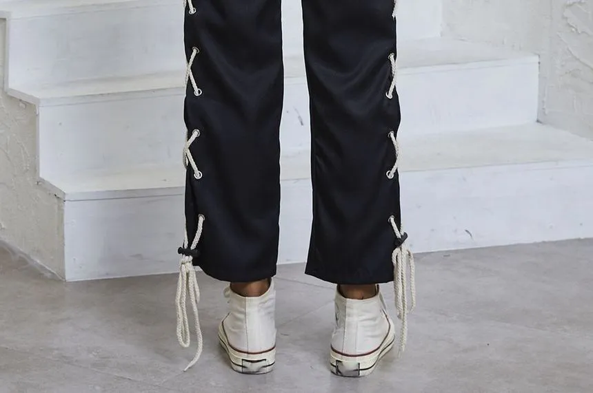 High Waist Side Lace-Up Straight-Fit Sweatpants ZJ8