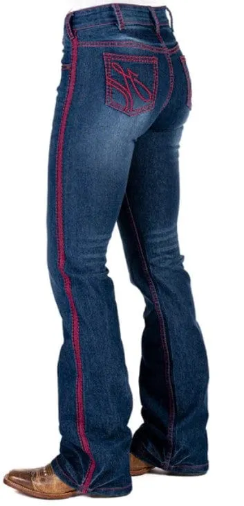 Hitchley & Harrow Jeans Womens Kentucky High Rise Wine Stitch