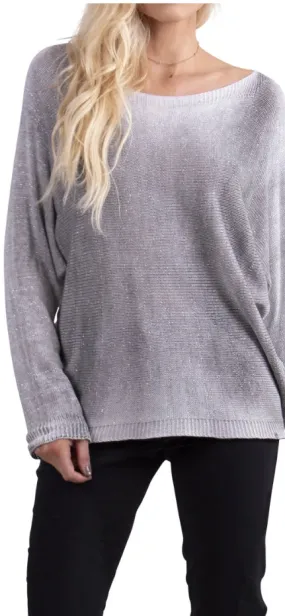 Metallic Gray Sweater w/ Zipper Back