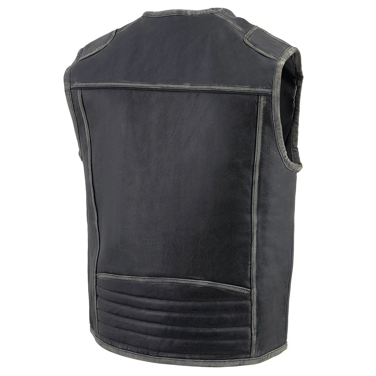 Milwaukee Leather MLM3536 Men's Vintage Leather Vest- Distressed Grey