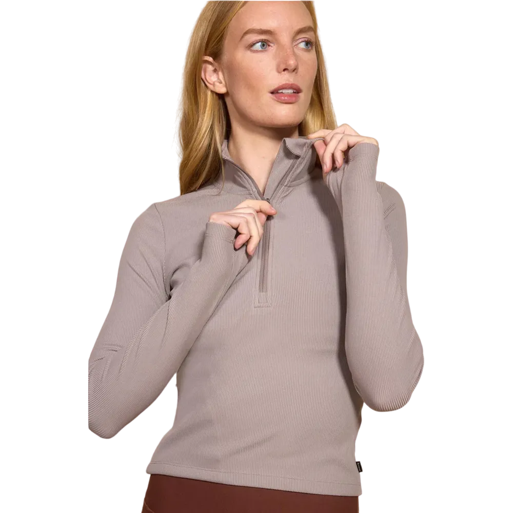 MPG Sport Women's Poise Rib 1/2 Zip Long Sleeve Top