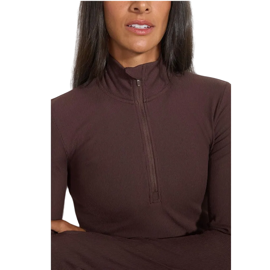 MPG Sport Women's Poise Rib 1/2 Zip Long Sleeve Top