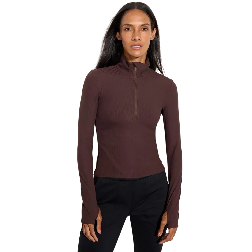 MPG Sport Women's Poise Rib 1/2 Zip Long Sleeve Top