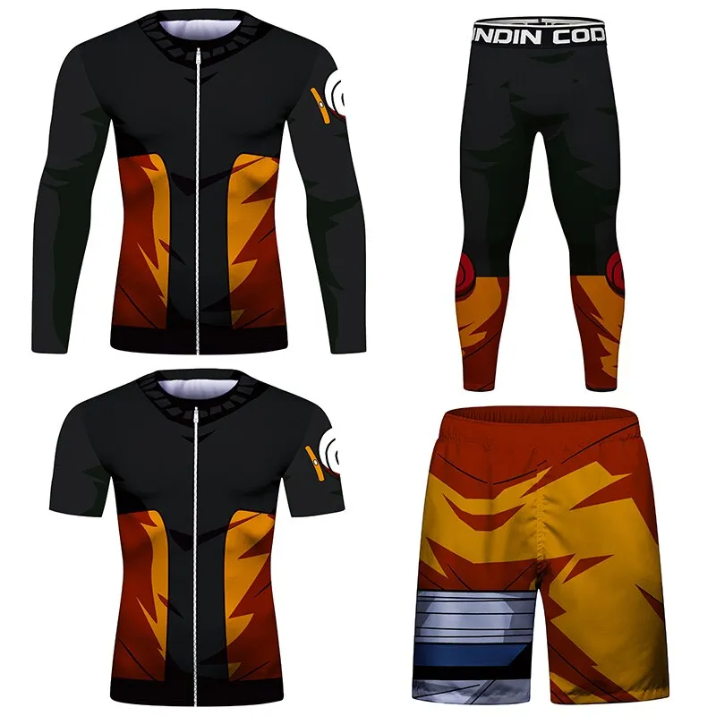 Naruto Elite Four Piece Compression Rash Guard Fight Set