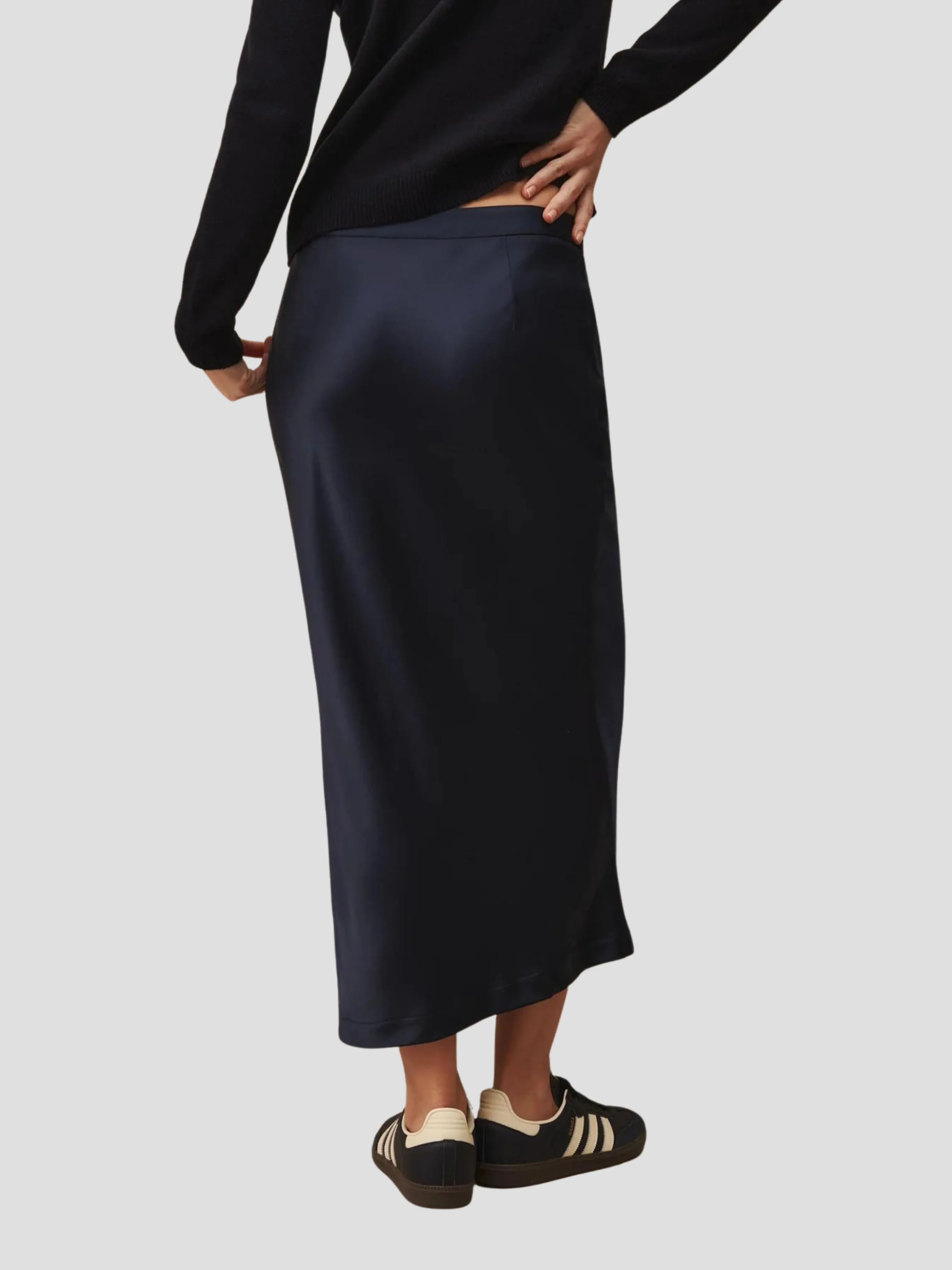 Navy Blythe Midi Skirt