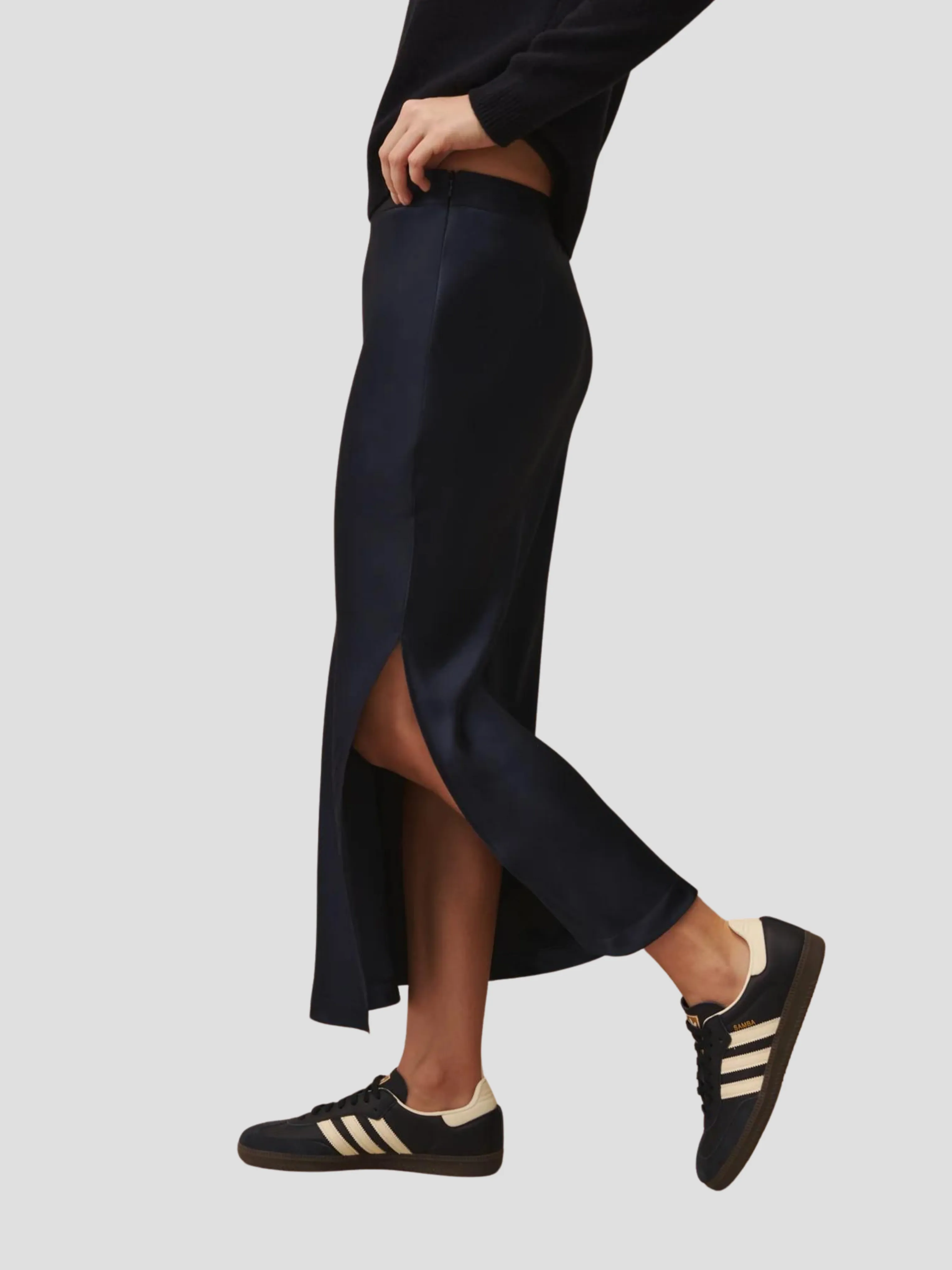 Navy Blythe Midi Skirt