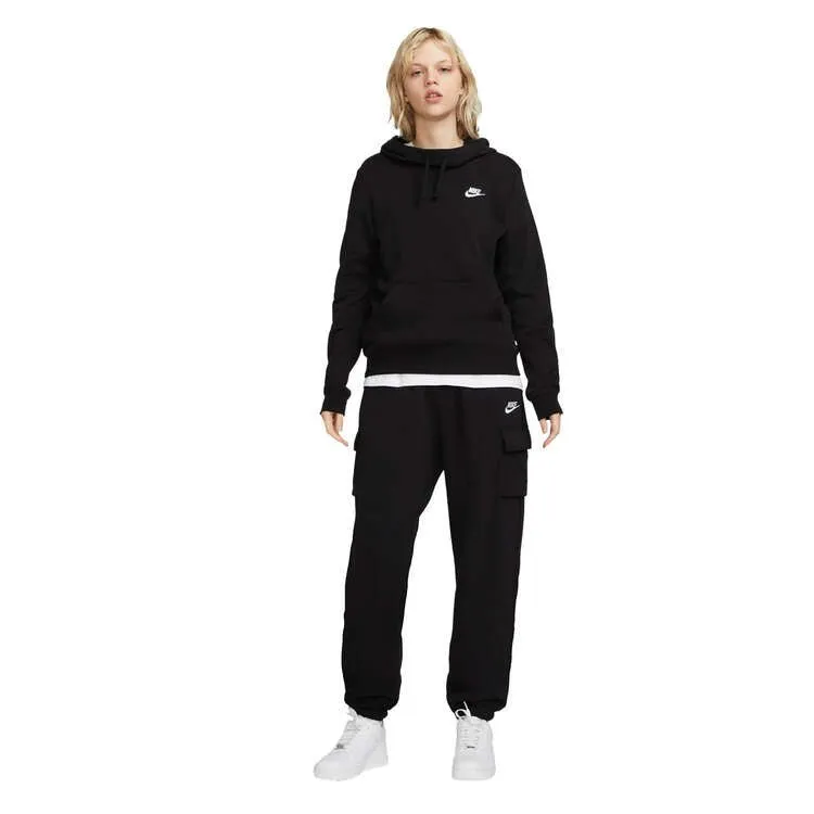 NIKE WOMEN'S SPORTSWEAR CLUB FLEECE FUNNEL-NECK BLACK HOODIE