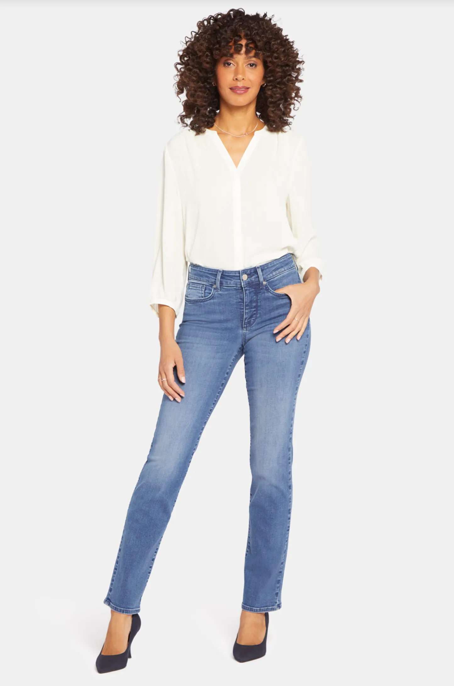 NYDJ Marilyn straight jeans (mid-rise, zip) 7 washes